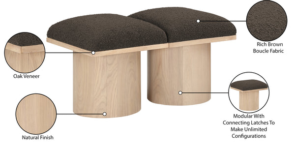 Pavilion Brown Boucle Fabric Bench 465Brown-2B Meridian Furniture