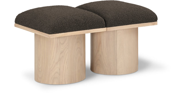 Pavilion Brown Boucle Fabric Bench 465Brown-2B Meridian Furniture