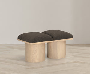 Pavilion Brown Boucle Fabric Bench 465Brown-2B Meridian Furniture