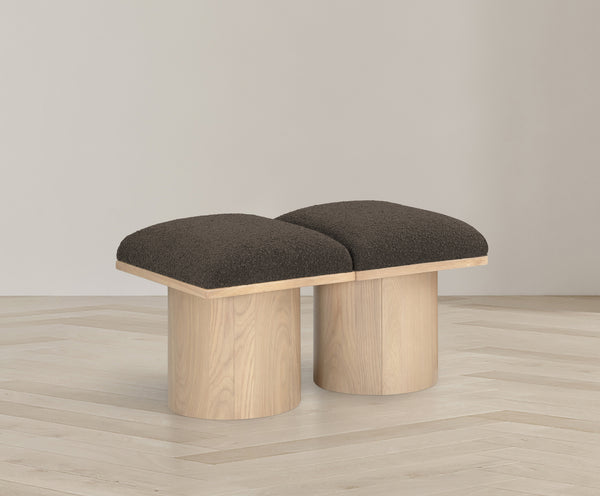 Pavilion Brown Boucle Fabric Bench 465Brown-2B Meridian Furniture