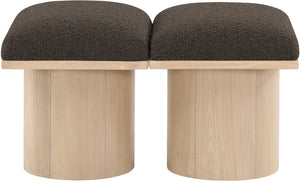 Pavilion Brown Boucle Fabric Bench 465Brown-2B Meridian Furniture