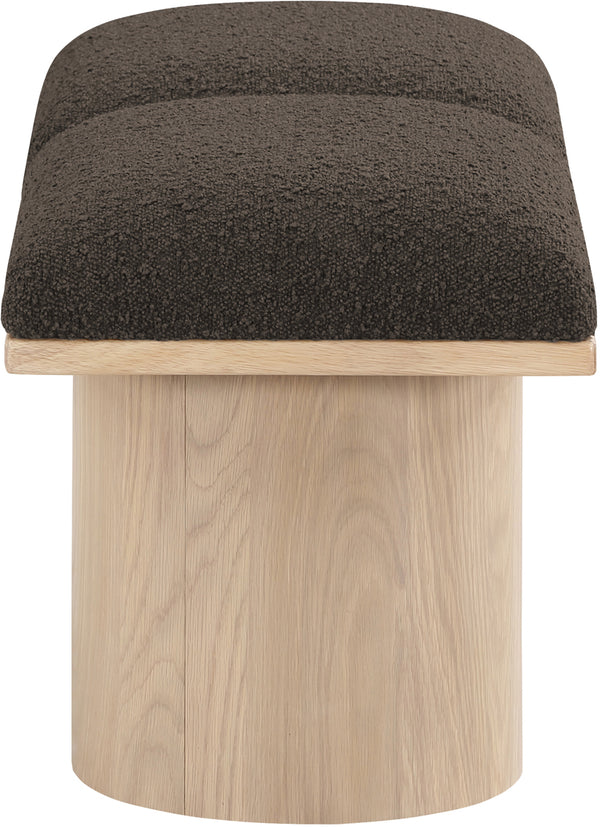 Pavilion Brown Boucle Fabric Bench 465Brown-2B Meridian Furniture