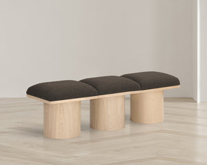 Pavilion Brown Boucle Fabric Bench 465Brown-3A Meridian Furniture