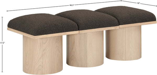 Pavilion Brown Boucle Fabric Bench 465Brown-3B Meridian Furniture