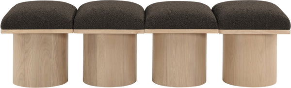 Pavilion Brown Boucle Fabric Bench 465Brown-4B Meridian Furniture