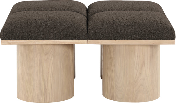 Pavilion Brown Boucle Fabric Bench 465Brown-4C Meridian Furniture