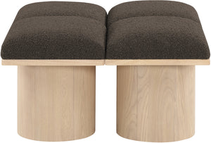 Pavilion Brown Boucle Fabric Bench 465Brown-4D Meridian Furniture