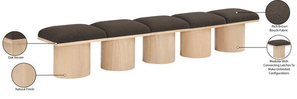 Pavilion Brown Boucle Fabric Bench 465Brown-5A Meridian Furniture