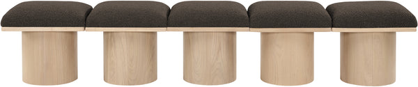 Pavilion Brown Boucle Fabric Bench 465Brown-5A Meridian Furniture