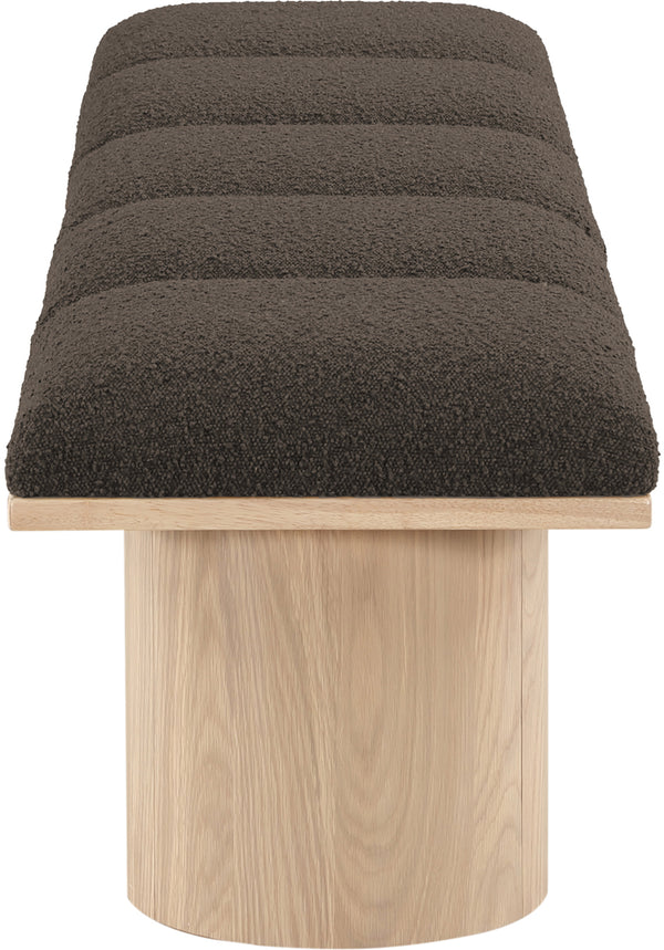Pavilion Brown Boucle Fabric Bench 465Brown-5A Meridian Furniture