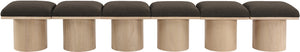 Pavilion Brown Boucle Fabric Bench 465Brown-6A Meridian Furniture