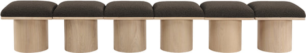 Pavilion Brown Boucle Fabric Bench 465Brown-6A Meridian Furniture