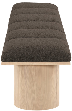 Pavilion Brown Boucle Fabric Bench 465Brown-6A Meridian Furniture