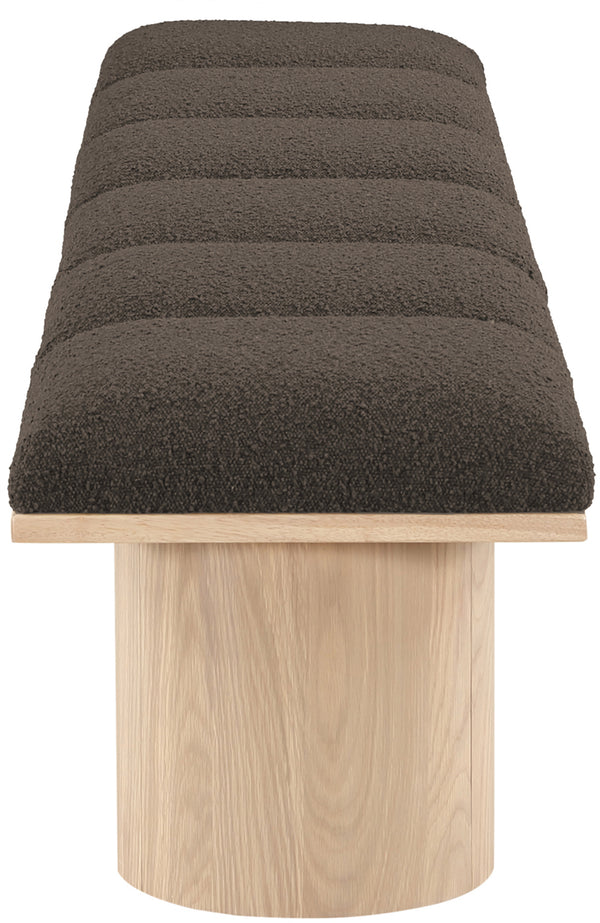 Pavilion Brown Boucle Fabric Bench 465Brown-6A Meridian Furniture