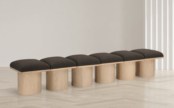Pavilion Brown Boucle Fabric Bench 465Brown-6B Meridian Furniture