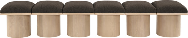 Pavilion Brown Boucle Fabric Bench 465Brown-6B Meridian Furniture