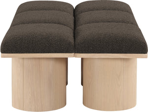 Pavilion Brown Boucle Fabric Bench 465Brown-6D Meridian Furniture