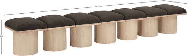 Pavilion Brown Boucle Fabric Bench 465Brown-7B Meridian Furniture