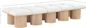 Pavilion Cream Boucle Fabric Bench 465Cream-10C Meridian Furniture