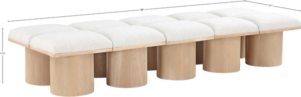 Pavilion Cream Boucle Fabric Bench 465Cream-10C Meridian Furniture