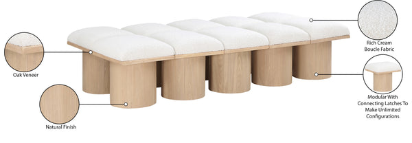 Pavilion Cream Boucle Fabric Bench 465Cream-10D Meridian Furniture