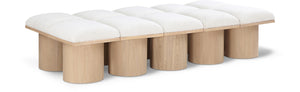 Pavilion Cream Boucle Fabric Bench 465Cream-10D Meridian Furniture