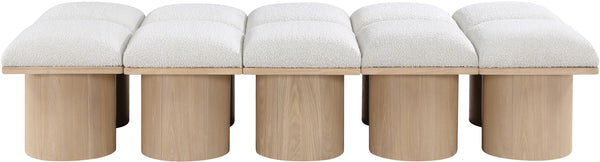 Pavilion Cream Boucle Fabric Bench 465Cream-10D Meridian Furniture