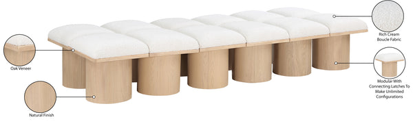 Pavilion Cream Boucle Fabric Bench 465Cream-12D Meridian Furniture