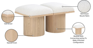 Pavilion Cream Boucle Fabric Bench 465Cream-2B Meridian Furniture