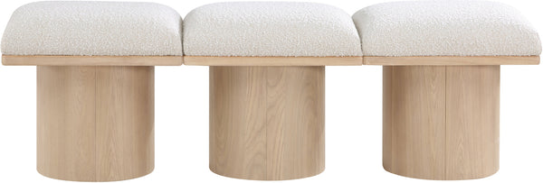 Pavilion Cream Boucle Fabric Bench 465Cream-3A Meridian Furniture