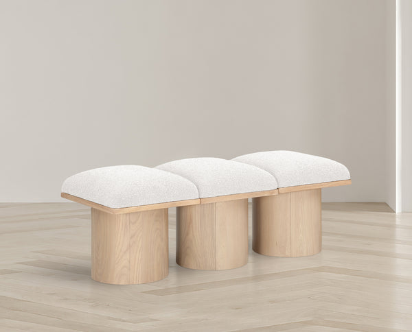 Pavilion Cream Boucle Fabric Bench 465Cream-3B Meridian Furniture
