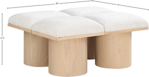 Pavilion Cream Boucle Fabric Bench 465Cream-4C Meridian Furniture