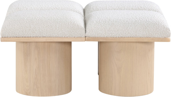 Pavilion Cream Boucle Fabric Bench 465Cream-4C Meridian Furniture