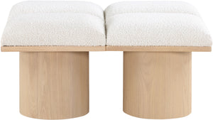 Pavilion Cream Boucle Fabric Bench 465Cream-4C Meridian Furniture