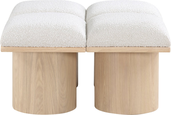 Pavilion Cream Boucle Fabric Bench 465Cream-4D Meridian Furniture