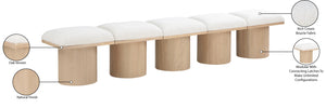 Pavilion Cream Boucle Fabric Bench 465Cream-5A Meridian Furniture