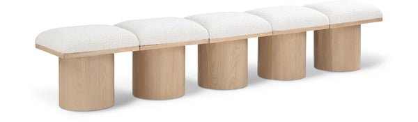 Pavilion Cream Boucle Fabric Bench 465Cream-5A Meridian Furniture