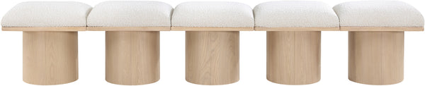 Pavilion Cream Boucle Fabric Bench 465Cream-5A Meridian Furniture