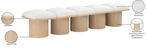 Pavilion Cream Boucle Fabric Bench 465Cream-5B Meridian Furniture