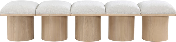 Pavilion Cream Boucle Fabric Bench 465Cream-5B Meridian Furniture