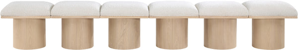 Pavilion Cream Boucle Fabric Bench 465Cream-6A Meridian Furniture