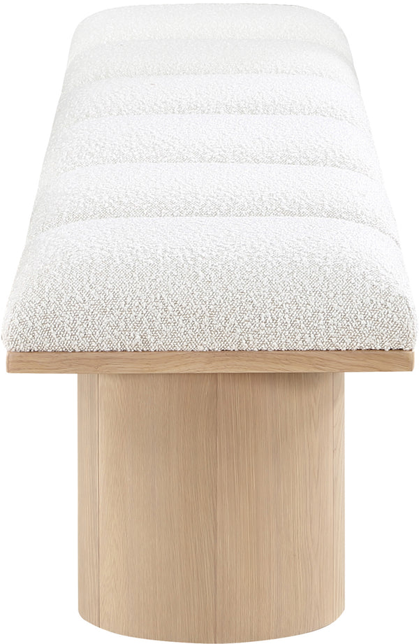 Pavilion Cream Boucle Fabric Bench 465Cream-6A Meridian Furniture