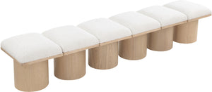 Pavilion Cream Boucle Fabric Bench 465Cream-6A Meridian Furniture