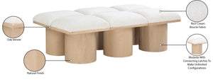 Pavilion Cream Boucle Fabric Bench 465Cream-6C Meridian Furniture