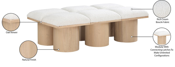 Pavilion Cream Boucle Fabric Bench 465Cream-6C Meridian Furniture