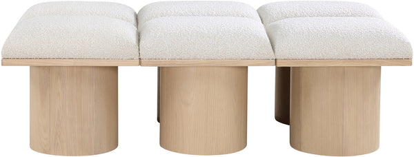 Pavilion Cream Boucle Fabric Bench 465Cream-6C Meridian Furniture