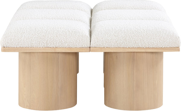 Pavilion Cream Boucle Fabric Bench 465Cream-6C Meridian Furniture