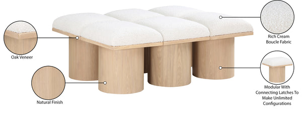 Pavilion Cream Boucle Fabric Bench 465Cream-6D Meridian Furniture