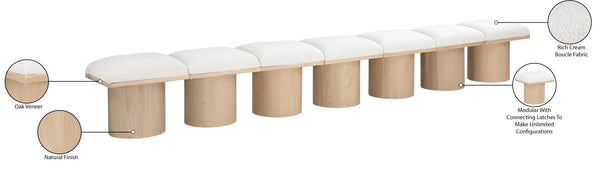 Pavilion Cream Boucle Fabric Bench 465Cream-7A Meridian Furniture