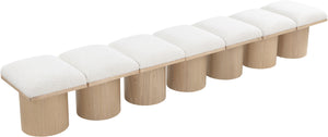 Pavilion Cream Boucle Fabric Bench 465Cream-7A Meridian Furniture